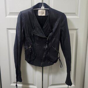 illia real leather moto jacket